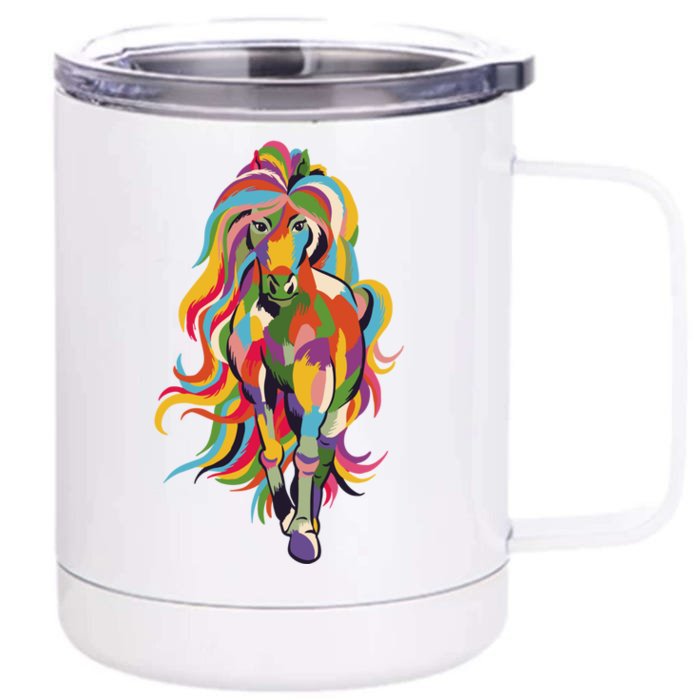 Colorful Horse Kentucky Horse Racing Derby Party Gift Front & Back 12oz Stainless Steel Tumbler Cup