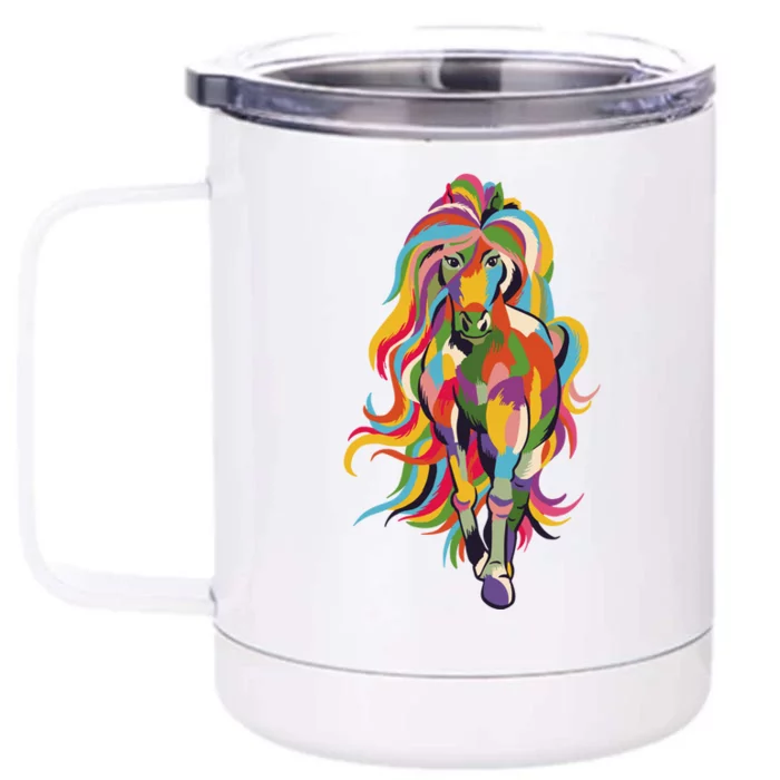 Colorful Horse Kentucky Horse Racing Derby Party Gift Front & Back 12oz Stainless Steel Tumbler Cup