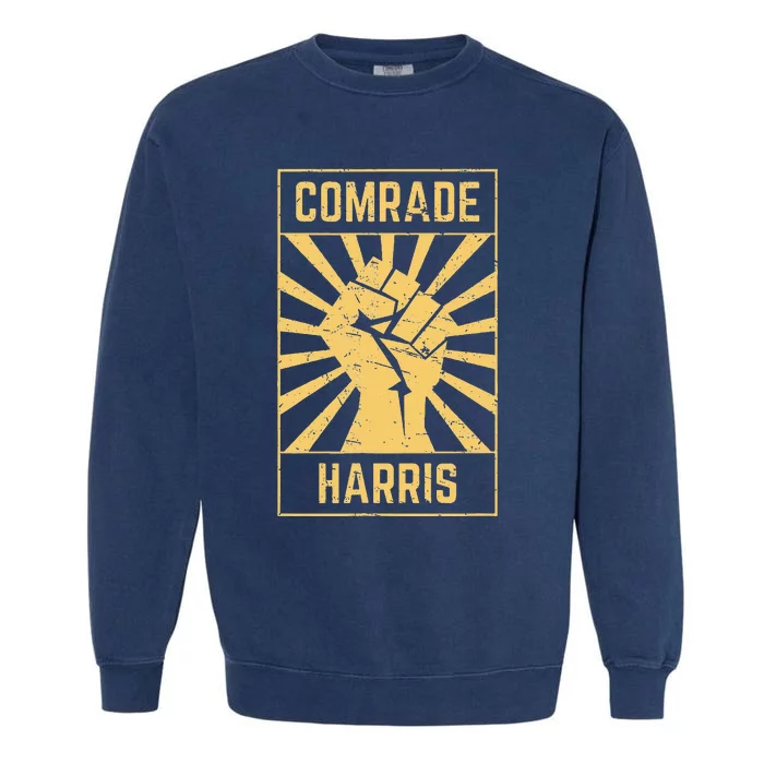 Comrade Harris Kamunism 2024 Communist Kamala Harris Garment-Dyed Sweatshirt