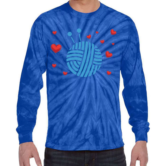 Crocheter Hearts Knitter Crocheting Lover Knit Yarn Knitting Funny Gift Tie-Dye Long Sleeve Shirt