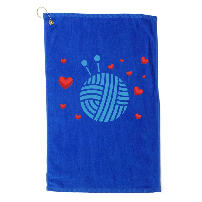 Crocheter Hearts Knitter Crocheting Lover Knit Yarn Knitting Funny Gift Platinum Collection Golf Towel