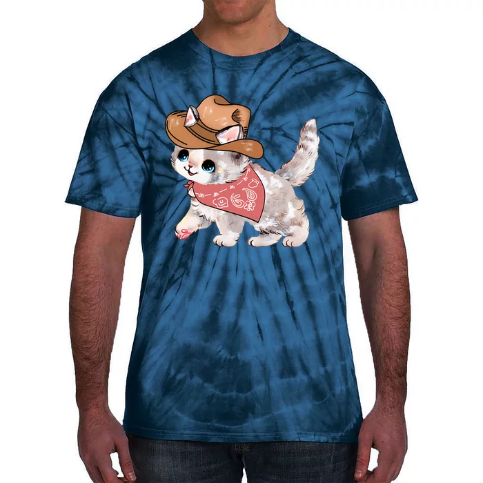 Cowboy Howdy Kitty Cute Cat Lover Western Trending Gift Idea Tie-Dye T-Shirt