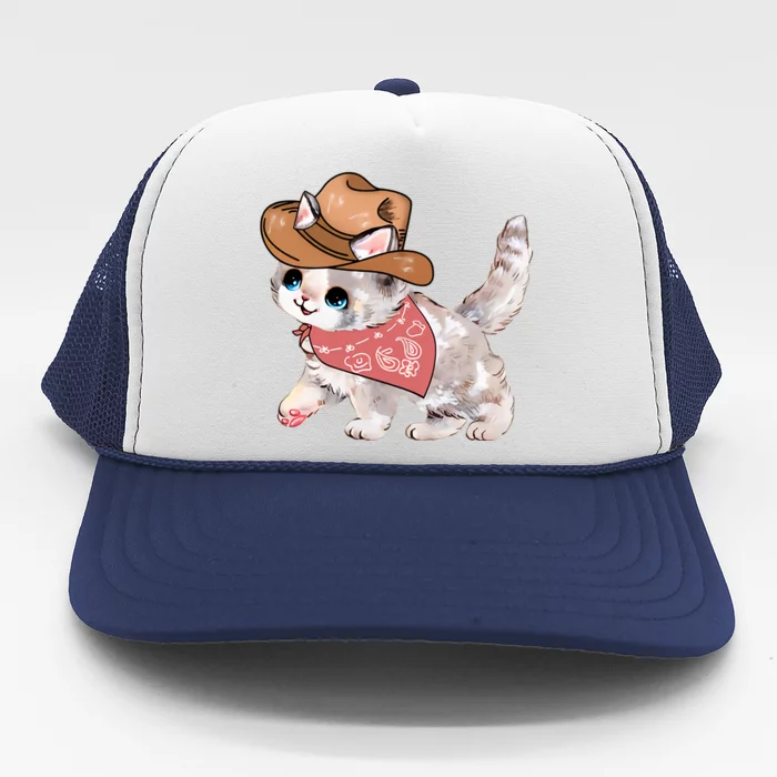 Cowboy Howdy Kitty Cute Cat Lover Western Trending Gift Idea Trucker Hat