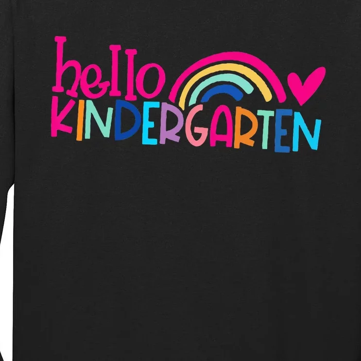 Cute Hello Kindergarten Rainbow heart Back to School Tall Long Sleeve T-Shirt