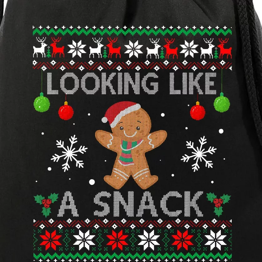 Chirstmas Holiday Looking Like A Snack Ugly Xmas Sweater Drawstring Bag