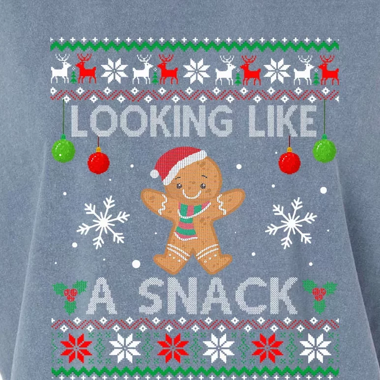 Chirstmas Holiday Looking Like A Snack Ugly Xmas Sweater Garment-Dyed Women's Muscle Tee