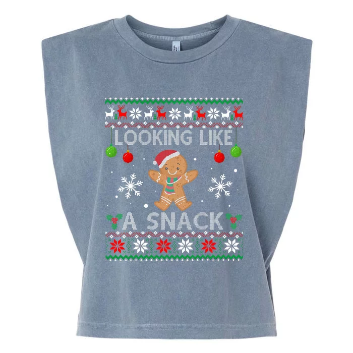 Chirstmas Holiday Looking Like A Snack Ugly Xmas Sweater Garment-Dyed Women's Muscle Tee