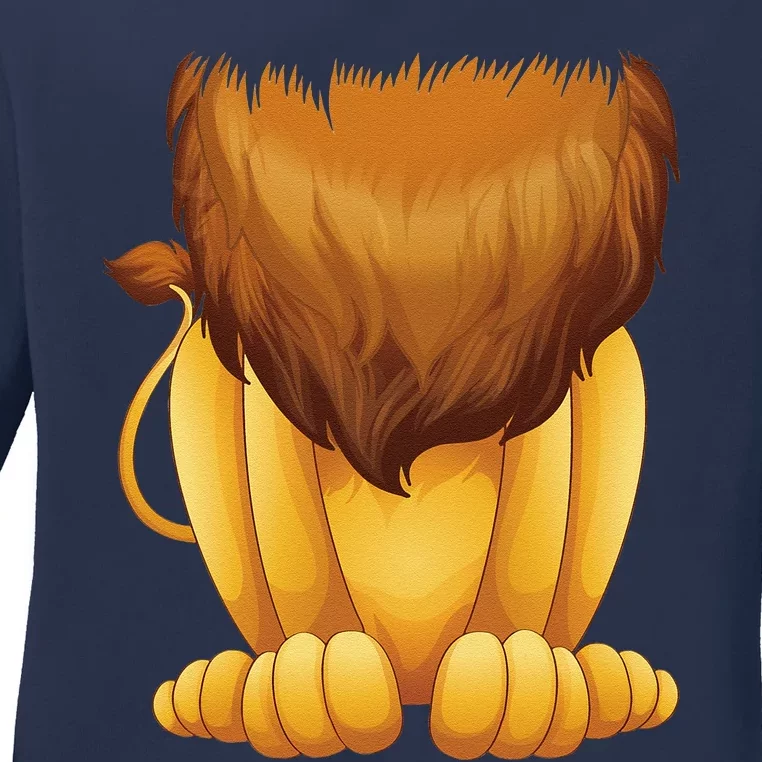 Cute Headless Lion Costume Halloween Funny Big Cat Mane Gift Ladies Long Sleeve Shirt