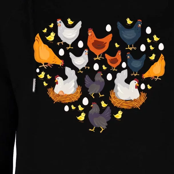 Chickens Heart Love Chicken Lady Farmer Gift Womens Funnel Neck Pullover Hood