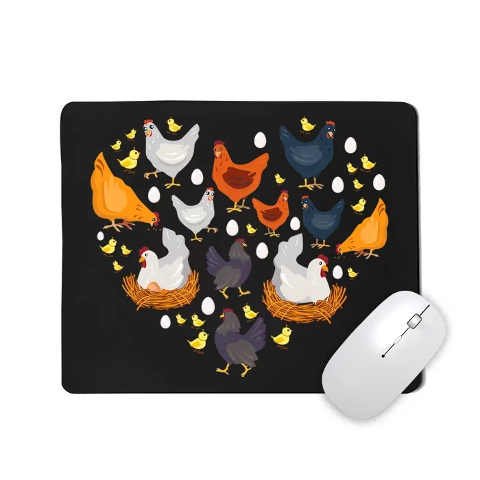 Chickens Heart Love Chicken Lady Farmer Gift Mousepad