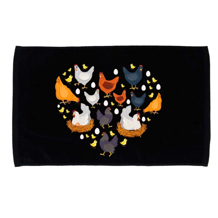 Chickens Heart Love Chicken Lady Farmer Gift Microfiber Hand Towel