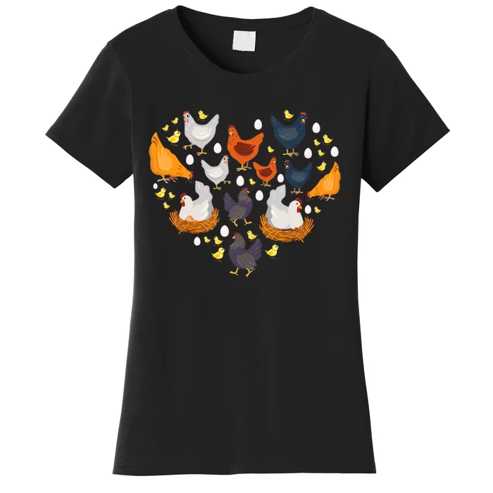 Chickens Heart Love Chicken Lady Farmer Gift Women's T-Shirt