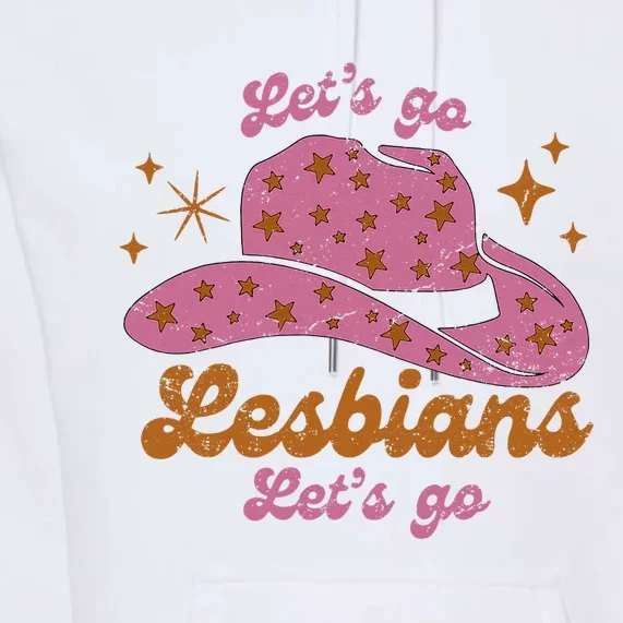 Cow Hat Let's Go Lesbians Western Cowgirls Premium Hoodie