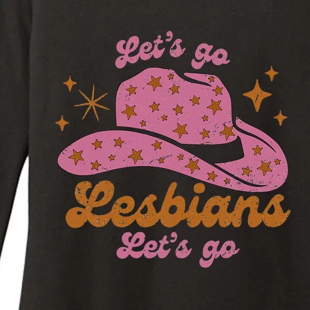 Cow Hat Let's Go Lesbians Western Cowgirls Womens CVC Long Sleeve Shirt