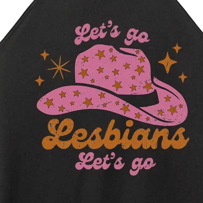 Cow Hat Let's Go Lesbians Western Cowgirls Women’s Perfect Tri Rocker Tank