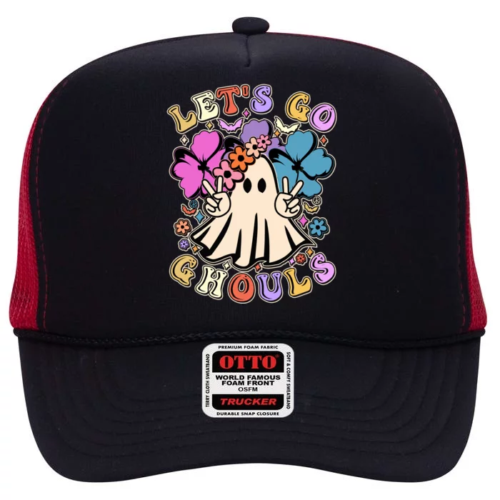 Cute Halloween Let's Go Ghouls High Crown Mesh Trucker Hat