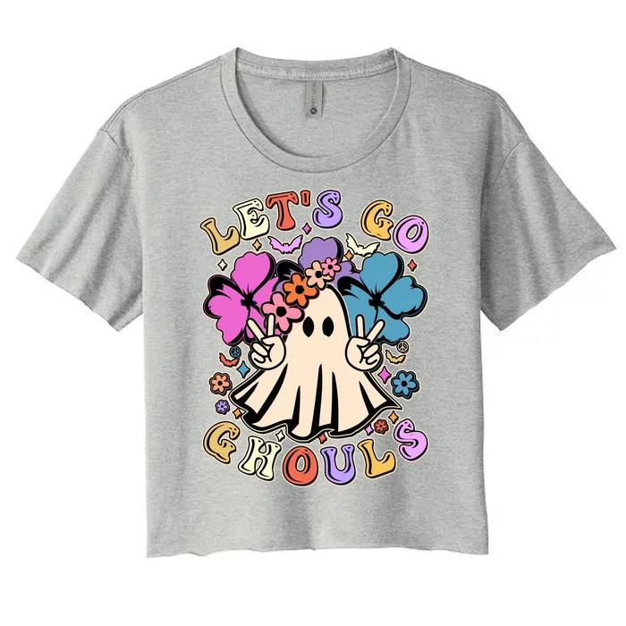 Cute Halloween Let's Go Ghouls Women's Crop Top Tee