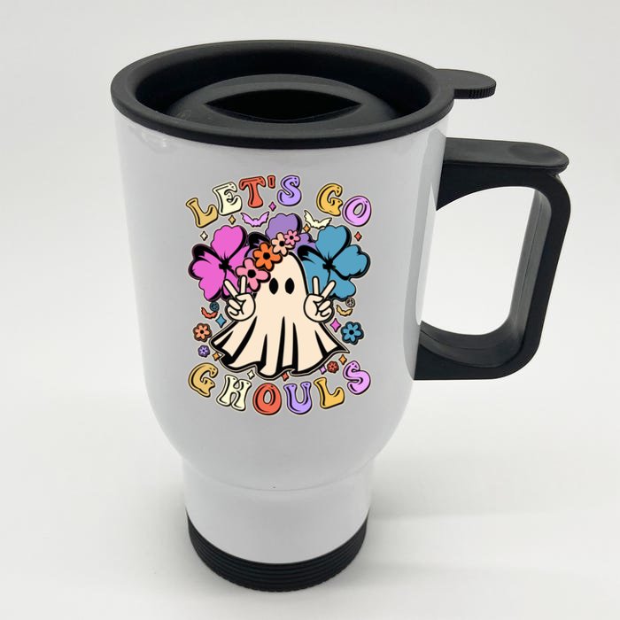 Cute Halloween Let's Go Ghouls Front & Back Stainless Steel Travel Mug