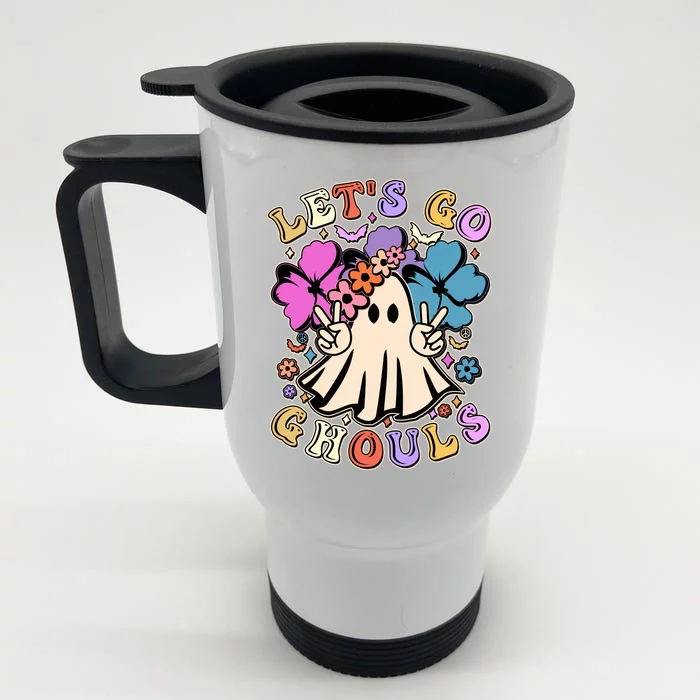 Cute Halloween Let's Go Ghouls Front & Back Stainless Steel Travel Mug