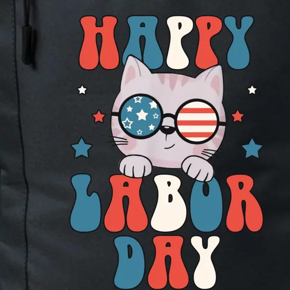 Cat Happy Labor Day American Flag Funny Cat Labour Day Gift Daily Commute Backpack