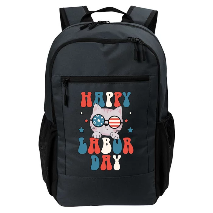 Cat Happy Labor Day American Flag Funny Cat Labour Day Gift Daily Commute Backpack