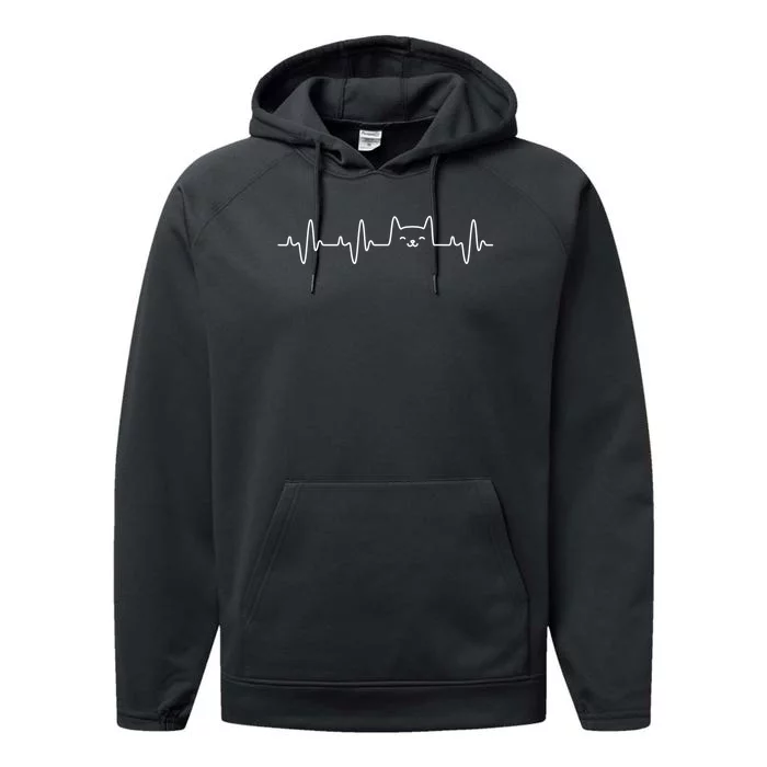 Cat Heartbeat Love Cats Cat Lover Performance Fleece Hoodie