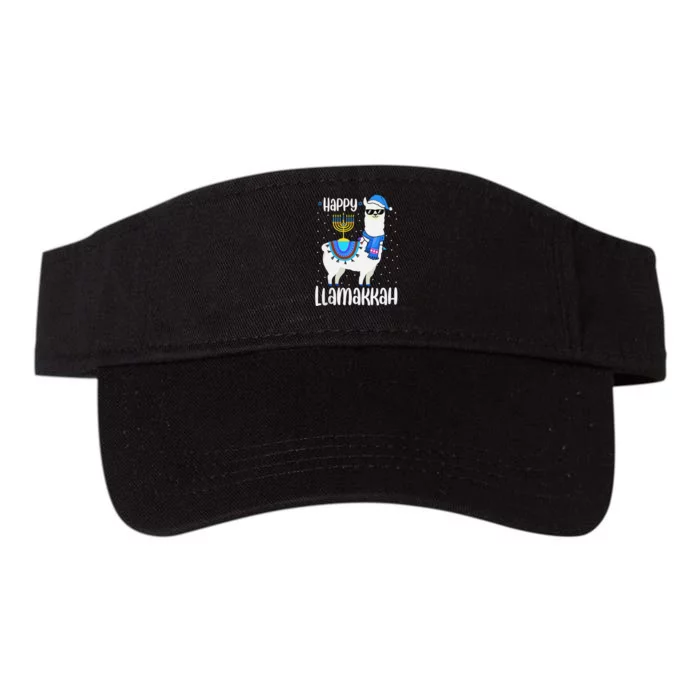 Christmas Happy Llamakah Squad Cute Alpaca Hanukkah Valucap Bio-Washed Visor