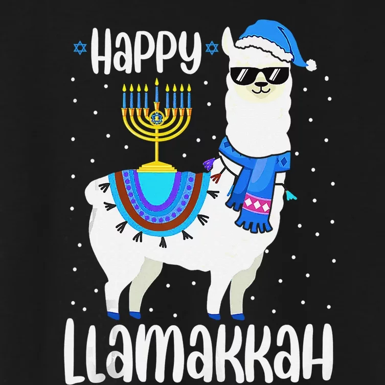 Christmas Happy Llamakah Squad Cute Alpaca Hanukkah Women's Crop Top Tee