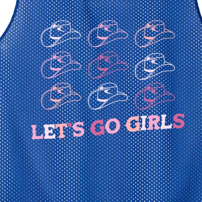 Cow Hat Lets Go Western Cow Pink Funny Gift Mesh Reversible Basketball Jersey Tank