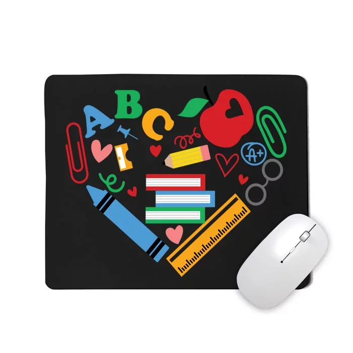 Cute Heart Love Back To School Supplies Mousepad