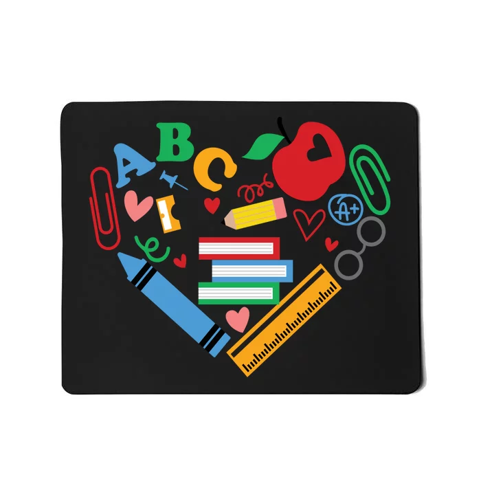 Cute Heart Love Back To School Supplies Mousepad