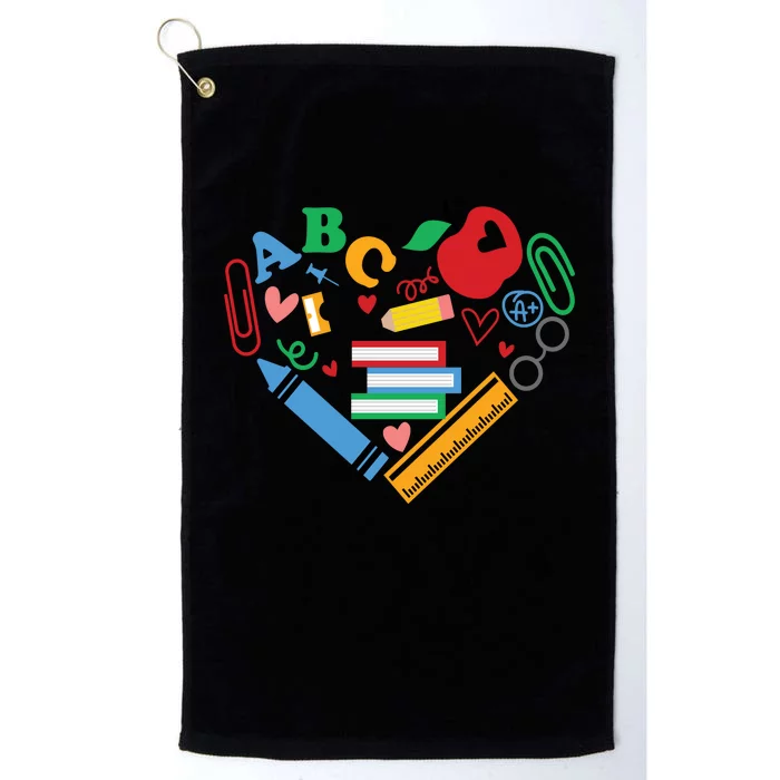 Cute Heart Love Back To School Supplies Platinum Collection Golf Towel