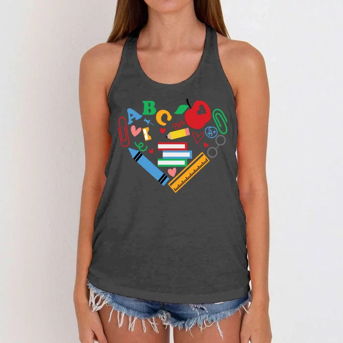 Cute Heart Love Back To School Supplies Women's Knotted Racerback Tank