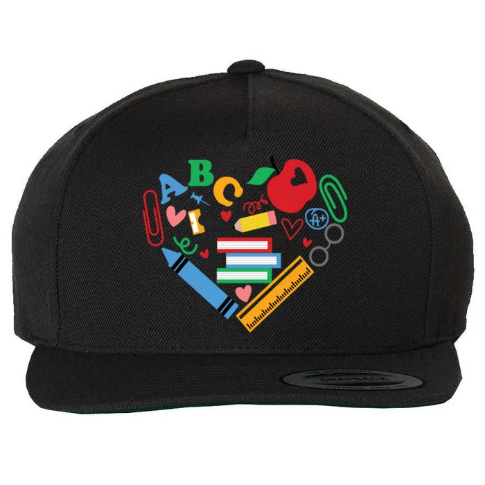 Cute Heart Love Back To School Supplies Wool Snapback Cap