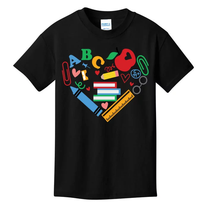 Cute Heart Love Back To School Supplies Kids T-Shirt