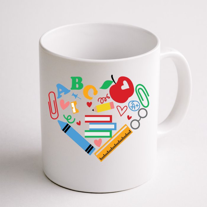 Cute Heart Love Back To School Supplies Front & Back Coffee Mug