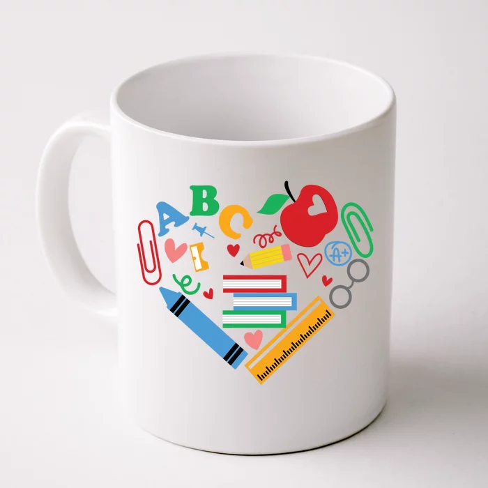 Cute Heart Love Back To School Supplies Front & Back Coffee Mug