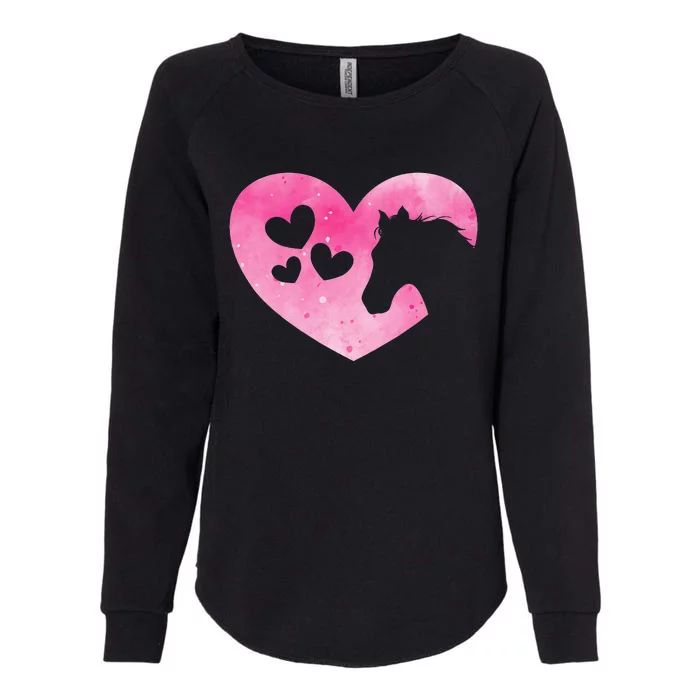 Cute Horse Lover Pink Horse Heart Horseback Riding Womens California Wash Sweatshirt