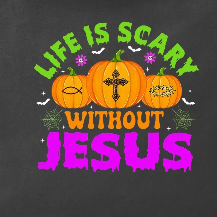 Christian Halloween Life Is Scary Without Jesus Fall Autumn Zip Tote Bag