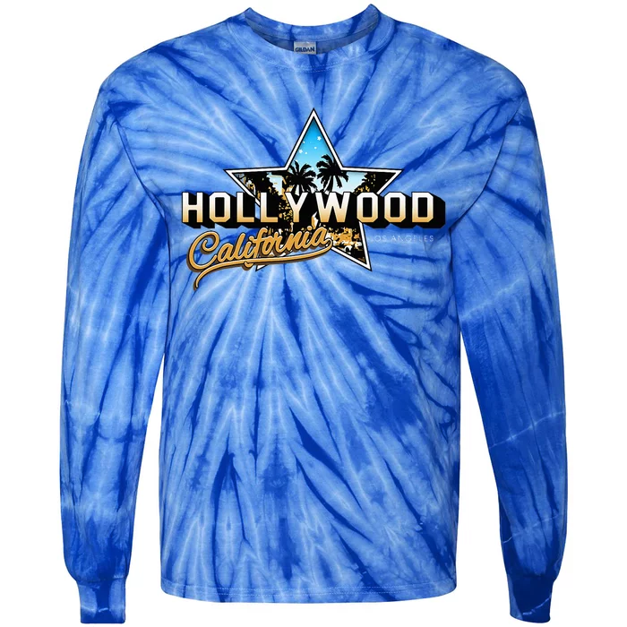 Cool Hollywood Los Angeles California Stars Tie-Dye Long Sleeve Shirt