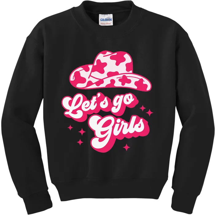 Cow Hat Let's Go Western Cowgirls cow hat Kids Sweatshirt