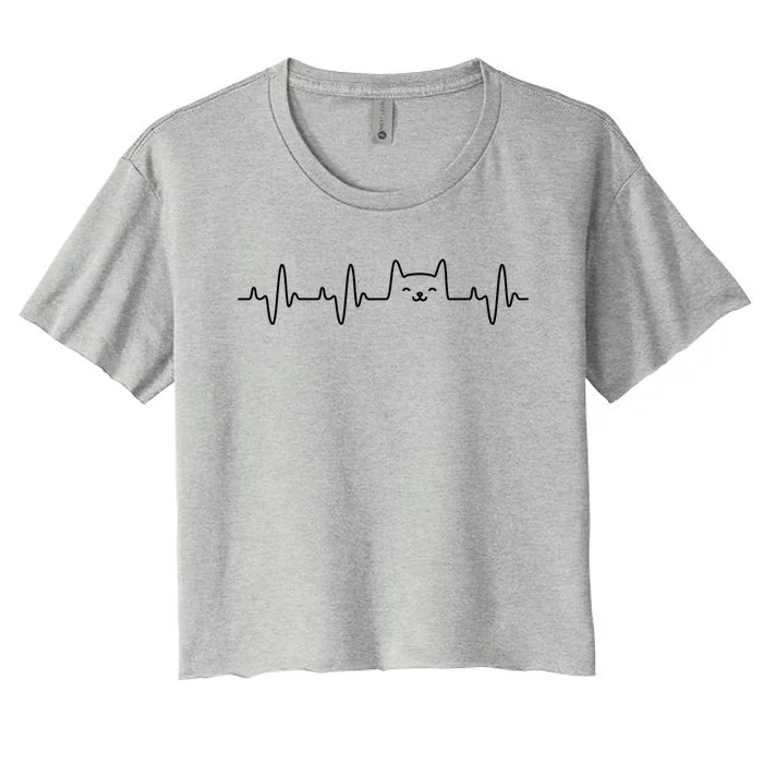 Cat Heartbeat Love Cats Cat Lover Women's Crop Top Tee