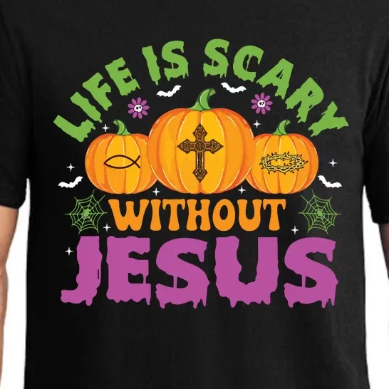 Christian Halloween Life Is Scary Without Jesus Fall Autumn Pajama Set