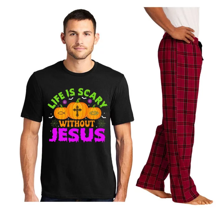 Christian Halloween Life Is Scary Without Jesus Fall Autumn Gift Pajama Set