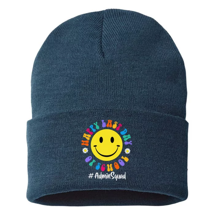 Cute Happy Last Day Of School Admin Squad Team Office Premium Sustainable Knit Beanie