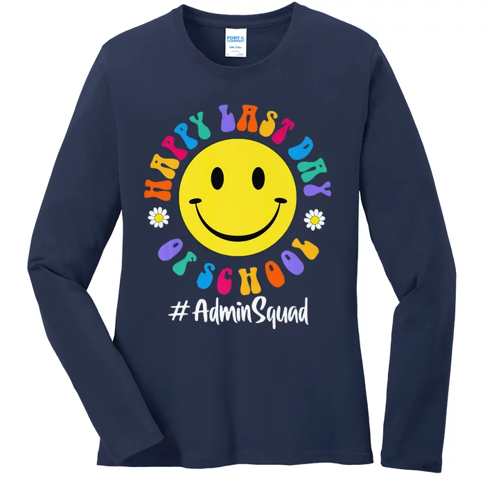 Cute Happy Last Day Of School Admin Squad Team Office Premium Ladies Long Sleeve Shirt