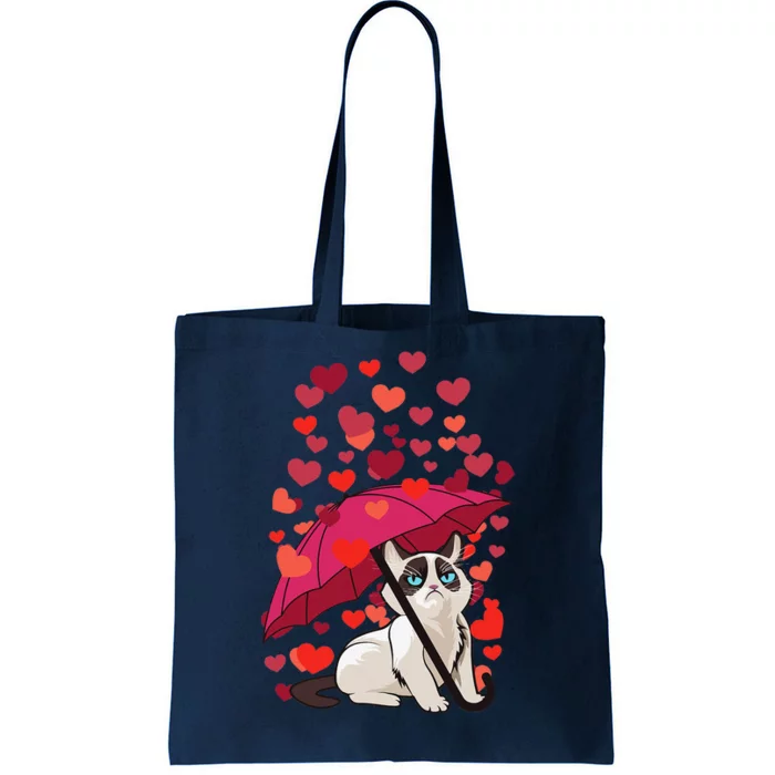 Cat Hearts Love Valentines Day Grumpy Irritable Bad Temper Tote Bag