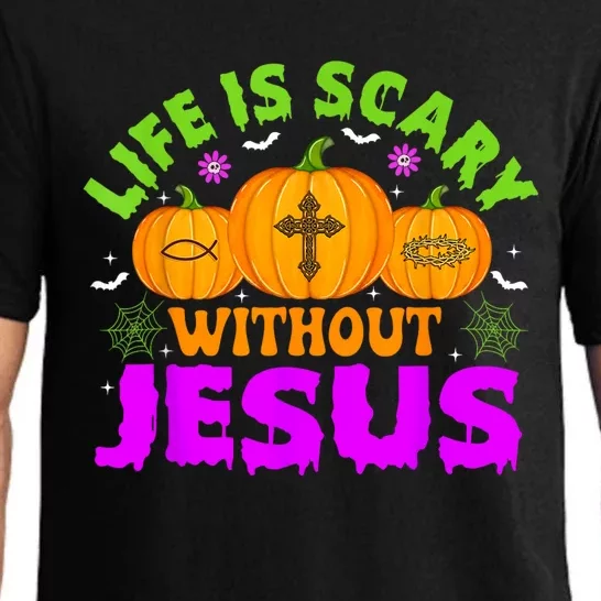 Christian Halloween Life Is Scary Without Jesus Fall Autumn Pajama Set