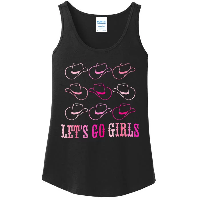 Cowboy Hat Lets Go Girls Western Cowgirls Ladies Essential Tank