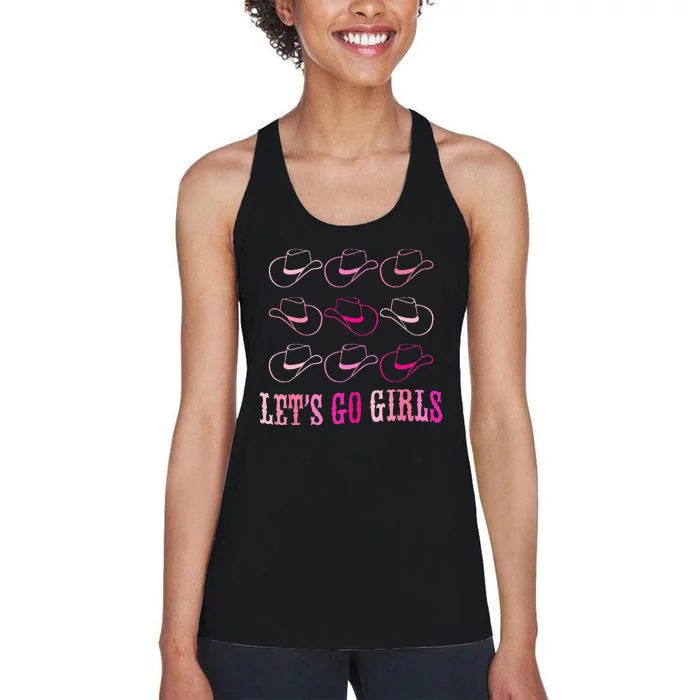 Cowboy Hat Lets Go Girls Western Cowgirls Women's Racerback Tank